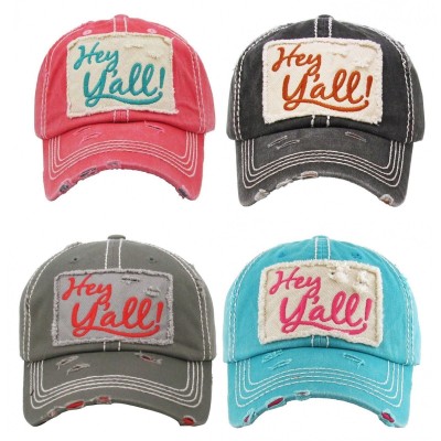 "HEY Y'ALL"  Embroidered  Vintage Style Ball Cap with Washedlook  eb-18174723